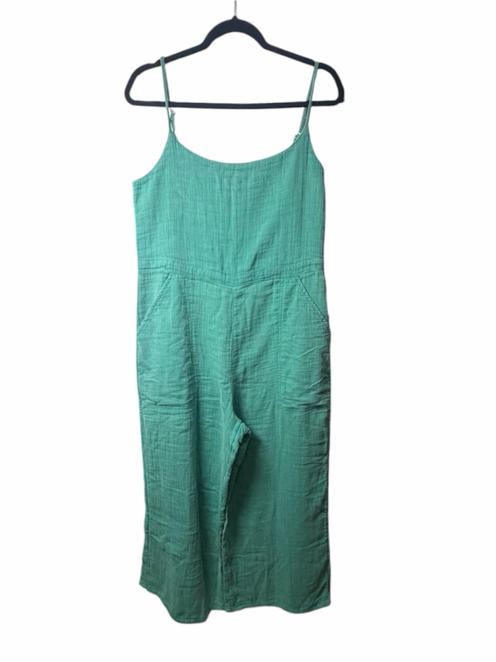 NWT Carve Designs Women's Teal Wide-Leg Jumpsuit/Overalls. Size Large.